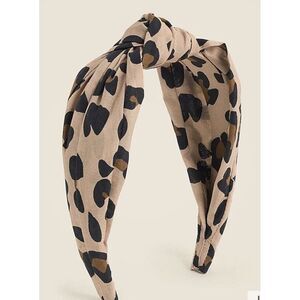 J.Crew Printed Turban Knot Headband Leopard Print Mod‎ Camel Brown OS AC543 NWT